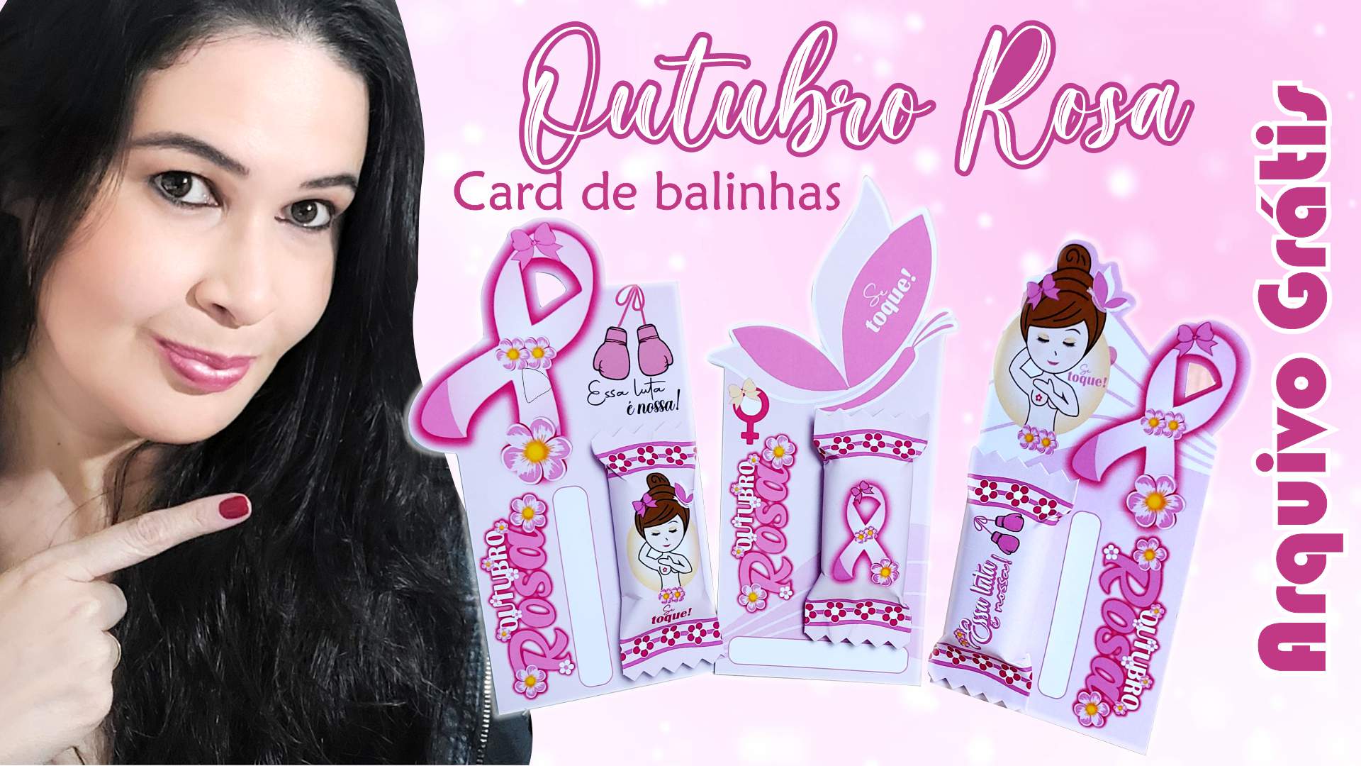 Card Com Balinha- Outubro Rosa