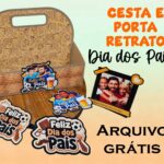 Cesta e porta retrato – dia dos pais | molde grátis