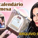 4 Mini calendários de mesa com foto, tipo madeira – 2026 | molde grátis